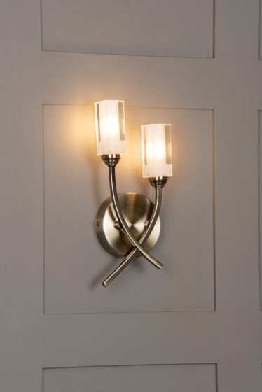 Där Lighting Morgan Double Wall Bracket Antique Brass