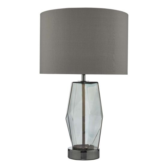 Där Lighting Mubina Touch Table Lamp Black Chrome Smoked Glass With Shade