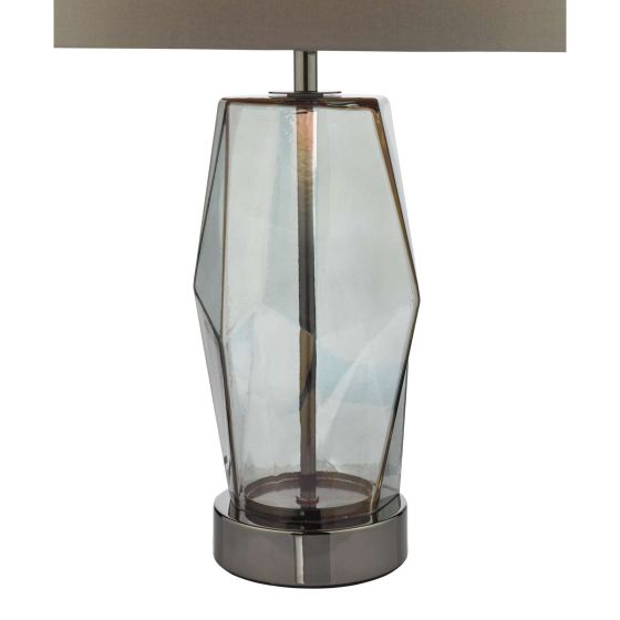 Där Lighting Mubina Touch Table Lamp Black Chrome Smoked Glass With Shade
