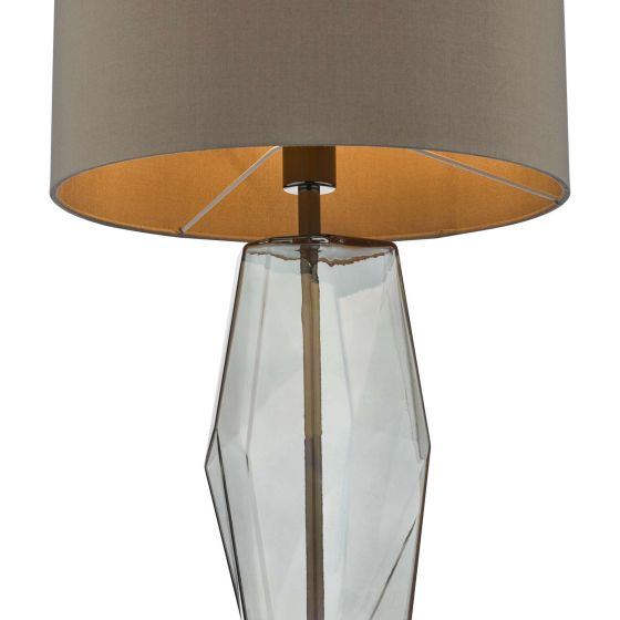 Där Lighting Mubina Touch Table Lamp Black Chrome Smoked Glass With Shade