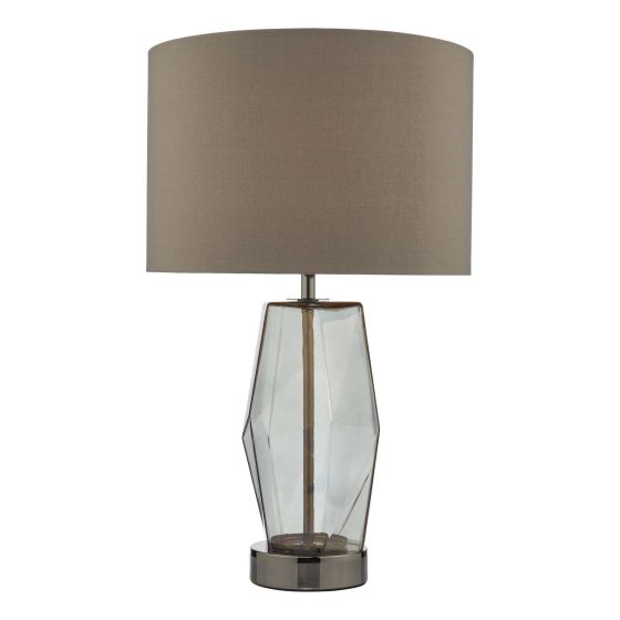 där lighting Mubina Touch Table Lamp Black Chrome Smoked Glass With Shade