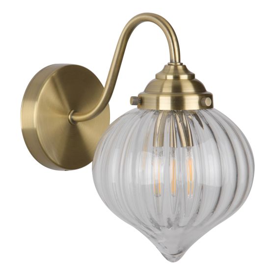 Där Lighting Mya Wall Light Antique Brass And Glass