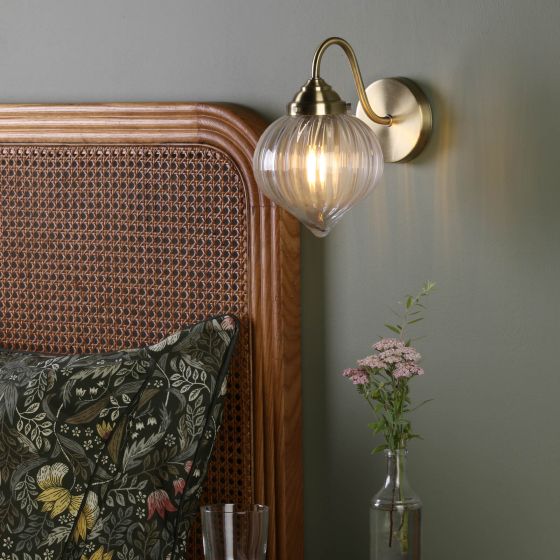 Där Lighting Mya Wall Light Antique Brass And Glass