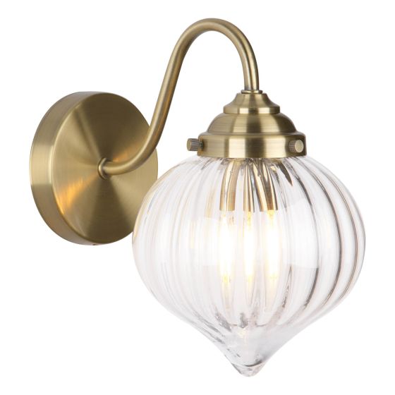 där lighting Mya Wall Light Antique Brass and Glass