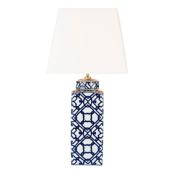 där lighting Mystic Table Lamp Blue And White With Shade