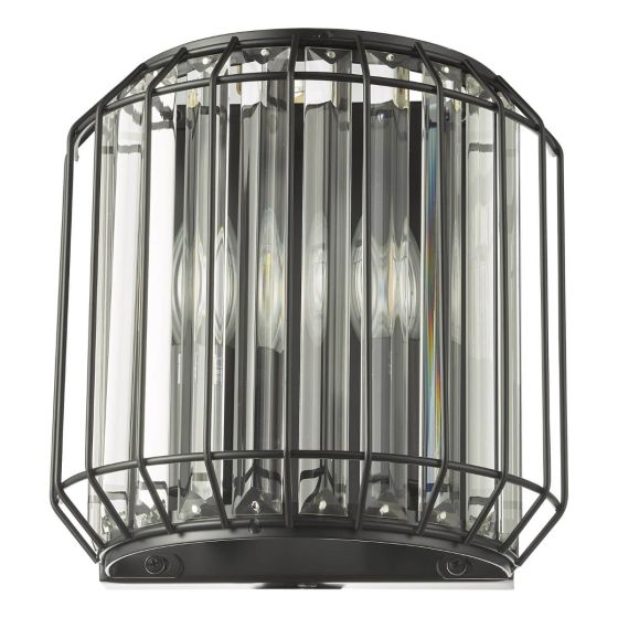 Där Lighting Naeva 2 Light Wall Light Matt Black Glass