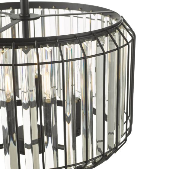 Där Lighting Naeva 3 Light Pendant Satin Black Crystal