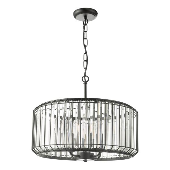 Där Lighting Naeva 4 Light Pendant Satin Black Crystal