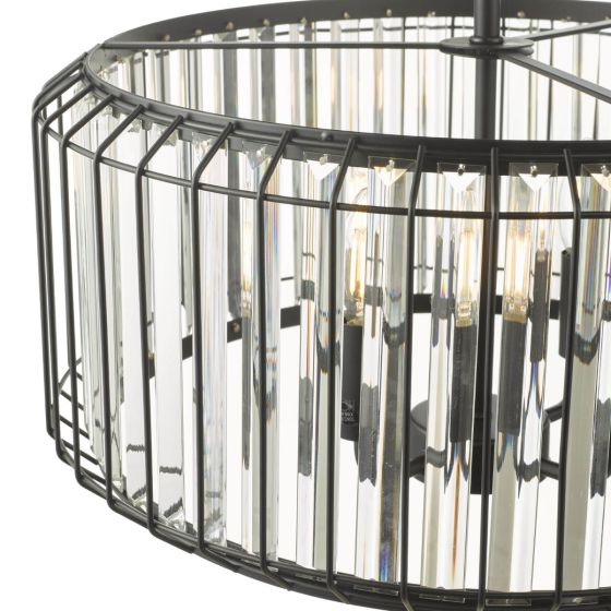 Där Lighting Naeva 4 Light Pendant Satin Black Crystal