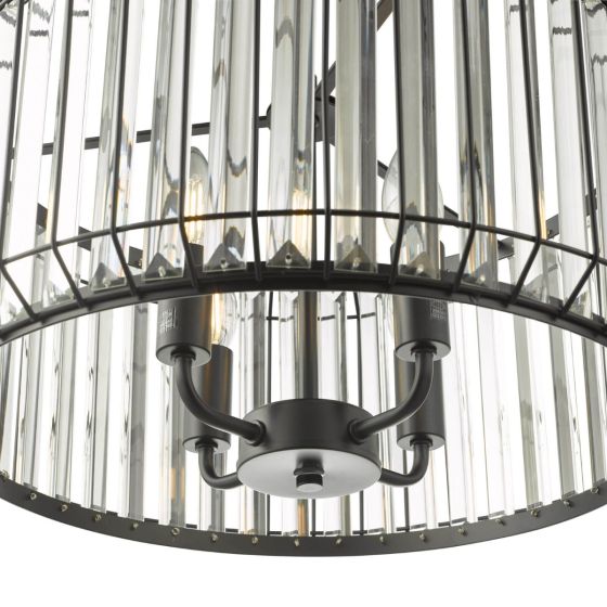 Där Lighting Naeva 4 Light Pendant Satin Black Crystal