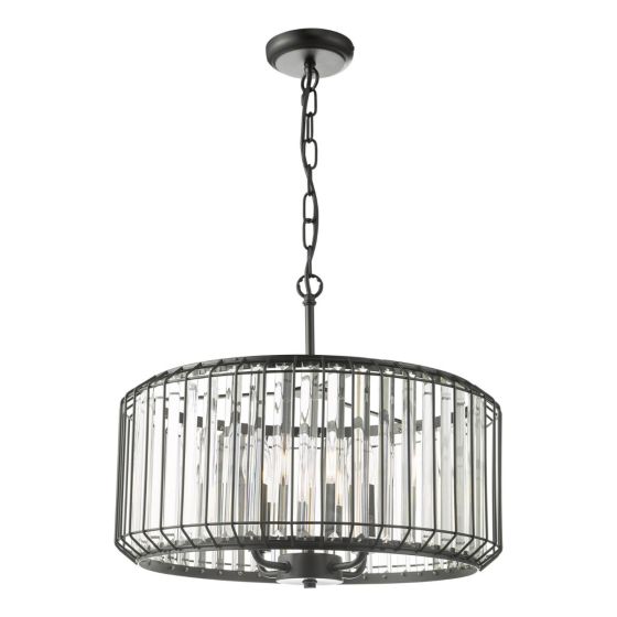 där lighting Naeva 4 Light Pendant Satin Black Crystal