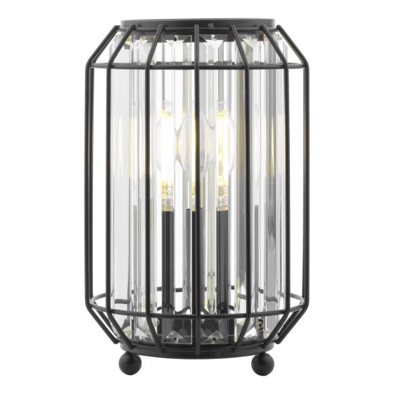 där lighting Naeva Table Lamp Matt Black and Crystal