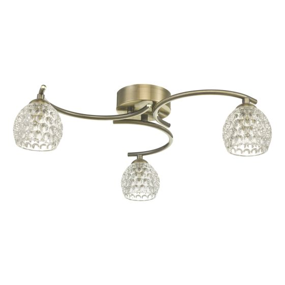 Där Lighting Nakita 3 Light Semi Flush Antique Brass With Dimpled Glass