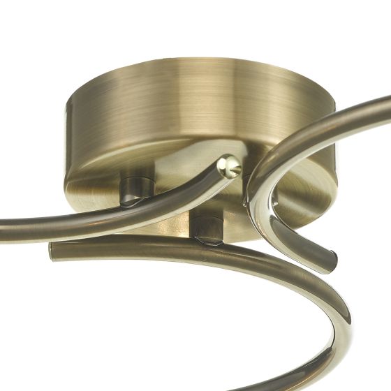 Där Lighting Nakita 3 Light Semi Flush Antique Brass With Dimpled Glass