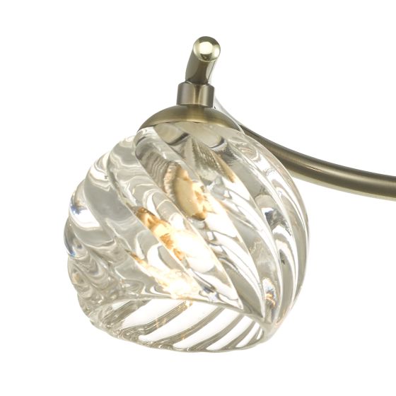 Där Lighting Nakita 3 Light Semi Flush Antique Brass With Twisted Open Glass