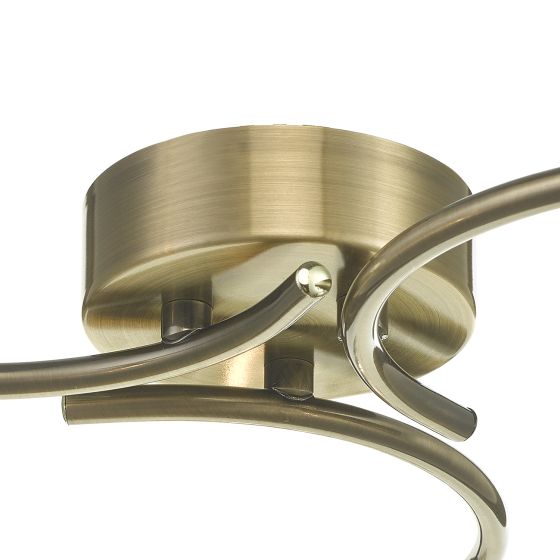 Där Lighting Nakita 3 Light Semi Flush Antique Brass With Twisted Open Glass