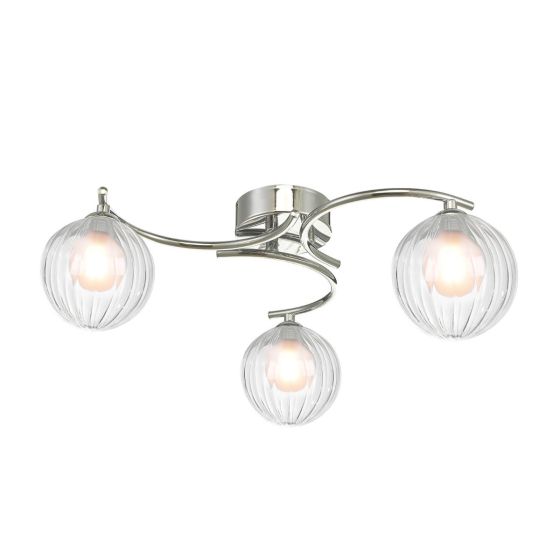 där lighting Nakita 3 Light Semi-Flush Polished Chrome & Clear/Opal Glass