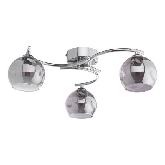 Där Lighting Nakita 3 Light Semi Flush Polished Chrome Smoked Dimpled Glass