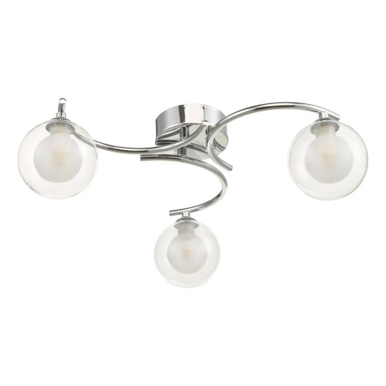 Där Lighting Nakita 3 Light Semi Flush Polished Chrome With Clear/Opal Glass