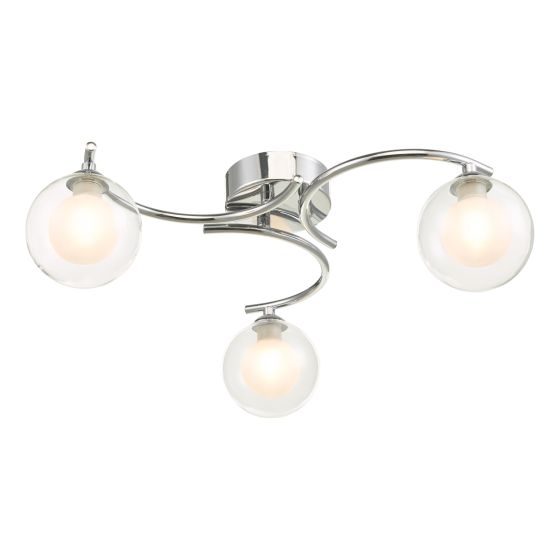 där lighting Nakita 3 Light Semi Flush Polished Chrome With Clear/Opal Glass