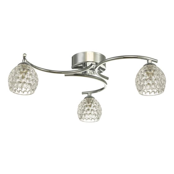 Där Lighting Nakita 3 Light Semi Flush Polished Chrome With Dimpled Glass