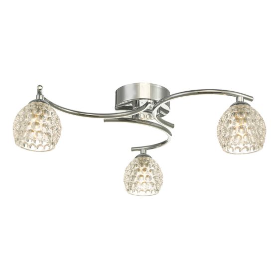 där lighting Nakita 3 Light Semi Flush Polished Chrome With Dimpled Glass