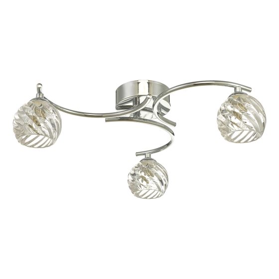 Där Lighting Nakita 3 Light Semi Flush Polished Chrome With Twisted Open Glass