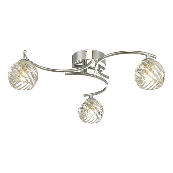 där lighting Nakita 3 Light Semi Flush Polished Chrome With Twisted Open Glass