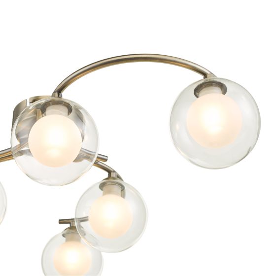 Där Lighting Nakita 6 Light Semi Flush Antique Brass With Clear.Opal Glass