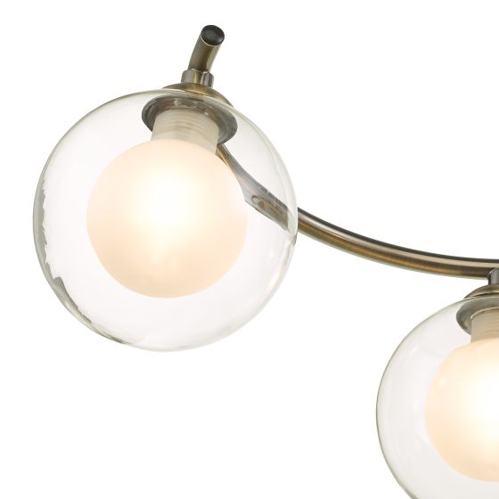 Där Lighting Nakita 6 Light Semi Flush Antique Brass With Clear.Opal Glass