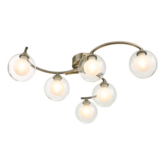 där lighting Nakita 6 Light Semi Flush Antique Brass With Clear.Opal Glass