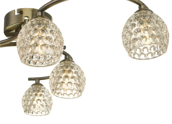 Där Lighting Nakita 6 Light Semi Flush Antique Brass With Dimpled Glass