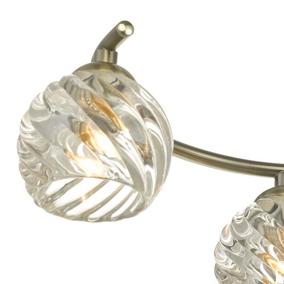 Där Lighting Nakita 6 Light Semi Flush Antique Brass With Twisted Open Glass
