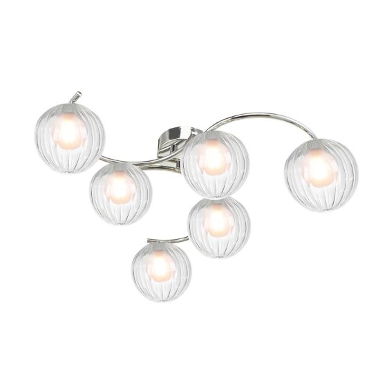där lighting Nakita 6 Light Semi-Flush Polished Chrome & Clear/Opal Glass
