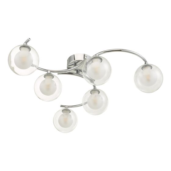 Där Lighting Nakita 6 Light Semi Flush Polished Chrome With Clear/Opal Glass