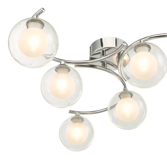 Där Lighting Nakita 6 Light Semi Flush Polished Chrome With Clear/Opal Glass
