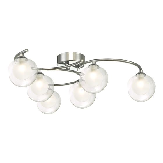 Där Lighting Nakita 6 Light Semi Flush Polished Chrome With Clear/Opal Glass
