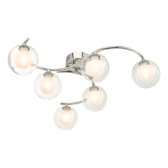 där lighting Nakita 6 Light Semi Flush Polished Chrome With Clear/Opal Glass