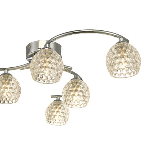 Där Lighting Nakita 6 Light Semi Flush Polished Chrome With Dimpled Glass