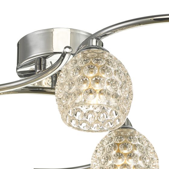 Där Lighting Nakita 6 Light Semi Flush Polished Chrome With Dimpled Glass