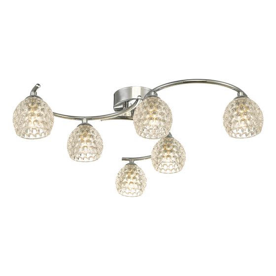 där lighting Nakita 6 Light Semi Flush Polished Chrome With Dimpled Glass