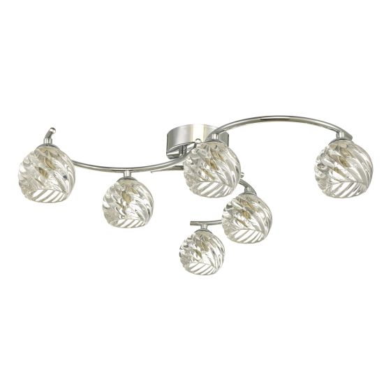 Där Lighting Nakita 6 Light Semi Flush Polished Chrome With Twisted Open Glass