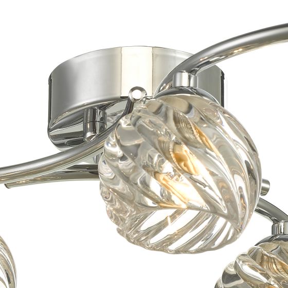 Där Lighting Nakita 6 Light Semi Flush Polished Chrome With Twisted Open Glass