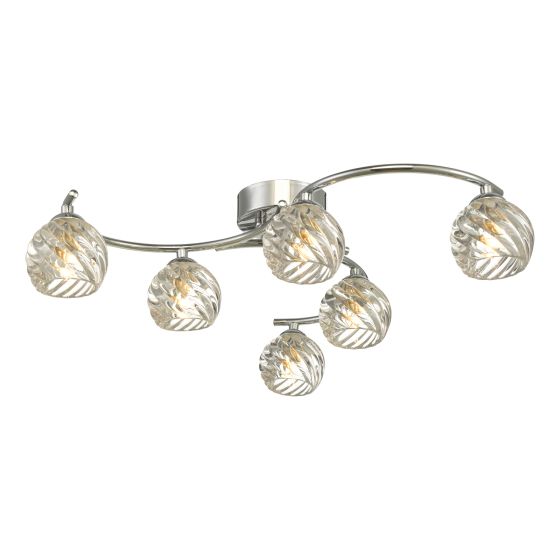 där lighting Nakita 6 Light Semi Flush Polished Chrome With Twisted Open Glass