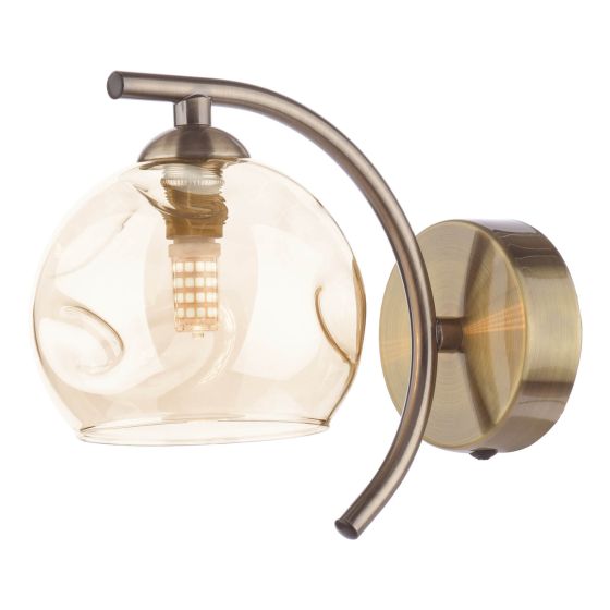 där lighting Nakita Wall Light Antique Brass Champagne Dimpled Glass