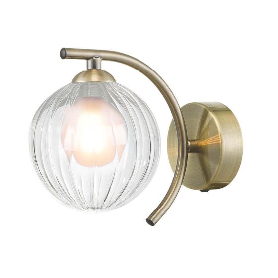Där Lighting Nakita Wall Light Antique Brass & Clear/Opal Glass