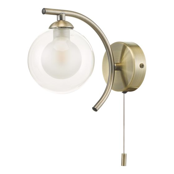 Där Lighting Nakita Wall Light Antique Brass With Clear/Opal Glass