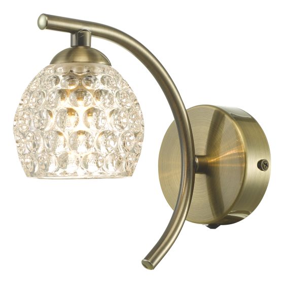 där lighting Nakita Wall Light Antique Brass With Dimpled Glass