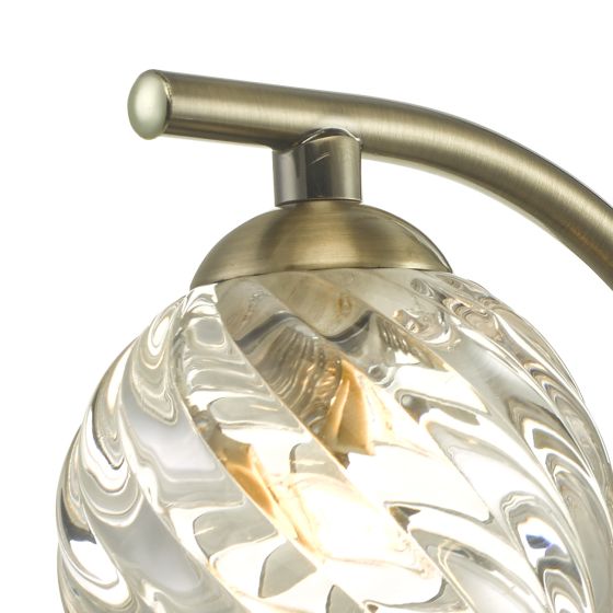 Där Lighting Nakita Wall Light Antique Brass With Twisted Open Glass