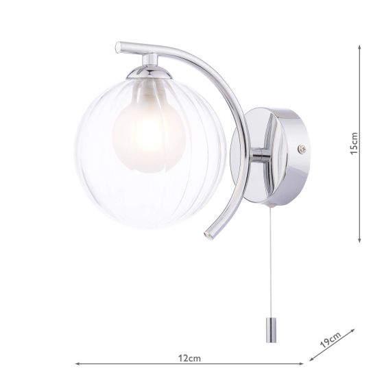 Där Lighting Nakita Wall Light Polished Chrome & Clear/Opal Glass